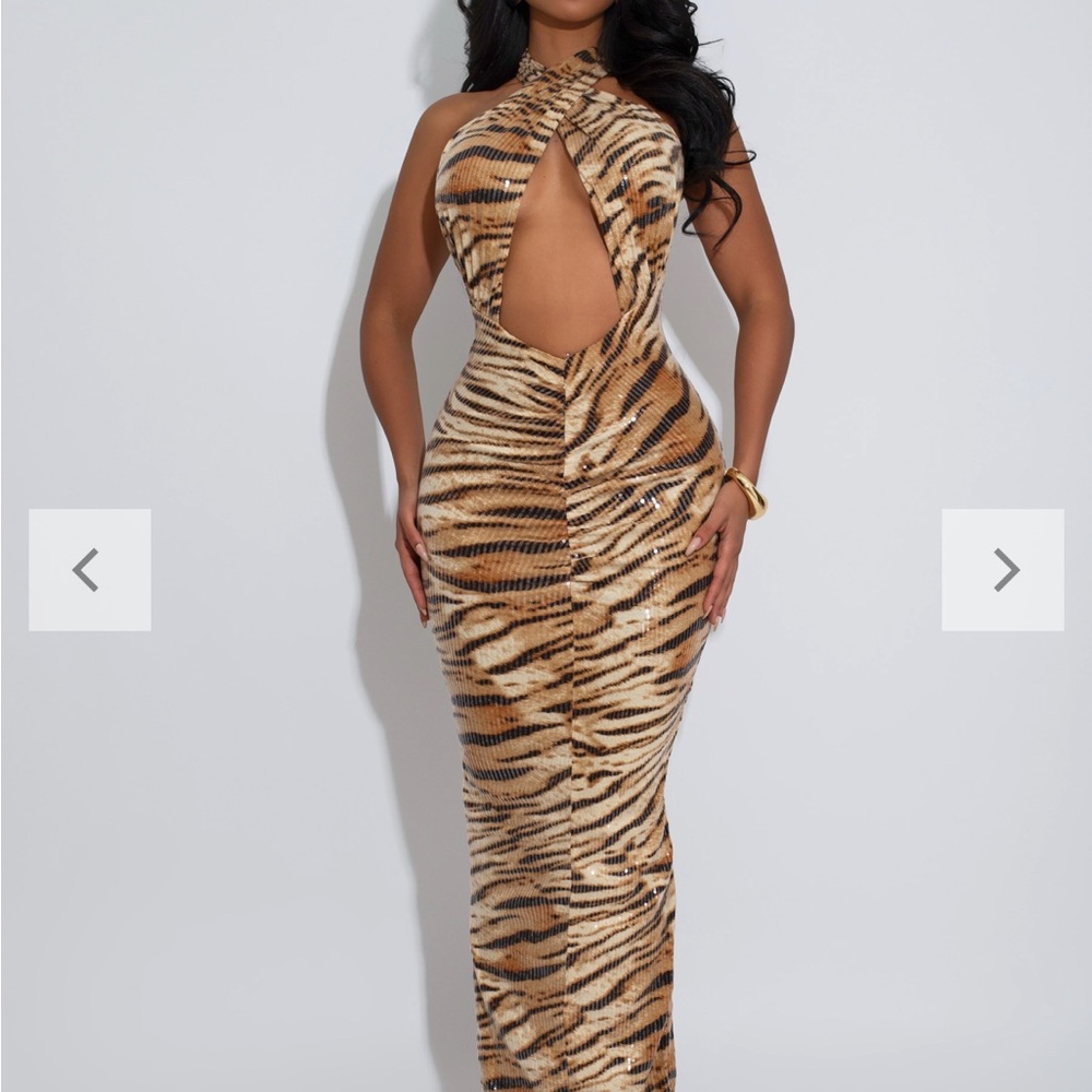 Exotic Animal Print Backless Dress